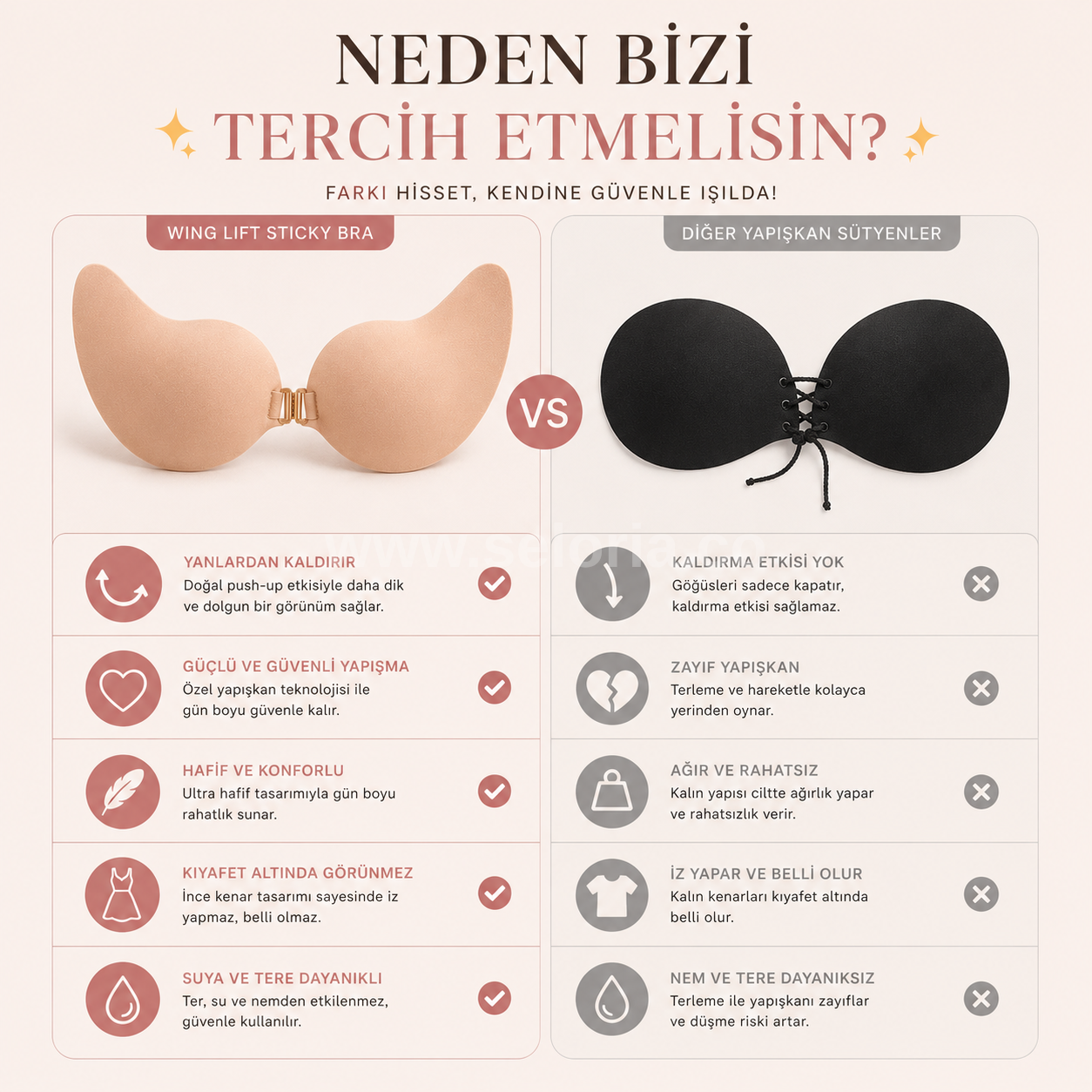 Seloria Push-Up Yapışkanlı Sütyen